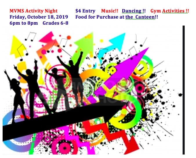 MVMS Grade 6-8 Activity Night 6pm-8pm