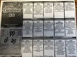 HSES Lunch Menu for 12/2-12/20